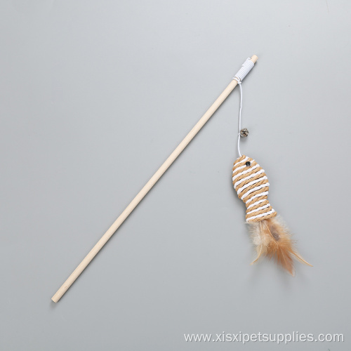 Mouse on a wooden stick feather cat toy